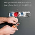 thumbnail image 3 of Red Light Illuminated 4 Pin Dpst On/off Snap In Rocker Switch 16a 20a 250v Ac, 3 of 5
