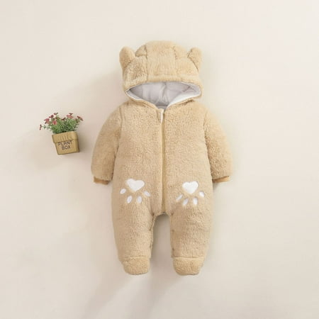 

Outfits For Girls Boys Baby Romper Deals! Juebong Toddler Baby Boys Girls Color Plush Cute Bear Ears Winter Thick Keep Warm Jumpsuit Romper Khaki 12-18 Months