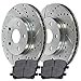 thumbnail image 3 of AutoShack Front Drilled and Slotted Brake Kit Rotors Silver and Performance Ceramic Pads Pair of 2 Driver and Passenger Side Replacement for 2003-2008 Pontiac Vibe Toyota Corolla Matrix BRKPKG002490, 3 of 4