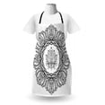 thumbnail image 3 of Ethnic Apron, Monochrome Mandala Inspired Floral Ornaments Graphic Plain Background, Unisex Kitchen Bib with Adjustable Neck for Cooking Gardening, Adult Size, Charcoal Grey and White, by Ambesonne, 3 of 4