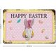 thumbnail image 2 of Letreros de metal retro con diseño de gnomo de Pascua, rosa, amarillo y lunares blancos, placa de metal para Pascua de primavera, 8 x 12, 2 of 6