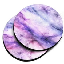 WIRESTER Round Neoprene Car Coaster for Drinks, Set of 2pcs, Purple Fuchsia Marble