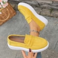 thumbnail image 2 of Womens Loafers Slip On Platform Walking Shoes Yellow Comfortable Flats Chunky Sole for Casual & Work,Size 9, 2 of 9