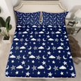 thumbnail image 2 of Homewish Kids Children Stars Print Full Size Sheets 4-Piece,Starry Sky Breathable Bed Sheets,Blue White Lightweight Sheet Sets,Luxury Bedroom Decor, 2 of 7