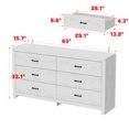 thumbnail image 3 of WIAWG 63" Dresser for Bedroom,6 Drawer Dresser, Chest of Drawers, Rustic Drawer Cabinet for Living Room Hallway Office, White Wood Grain, 3 of 9