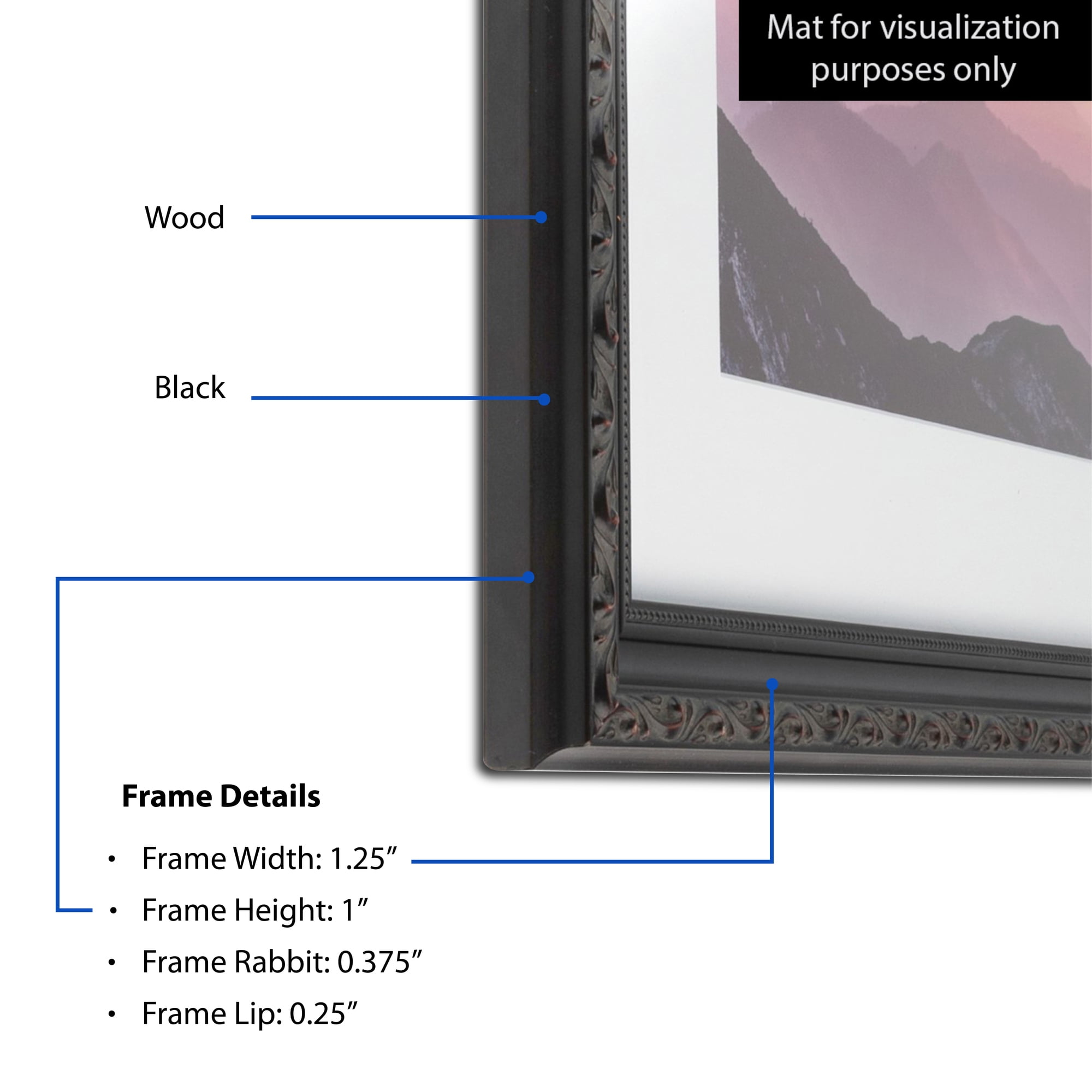 ArtToFrames 18" x 24" Black with Beads Picture Frame, 18x24 inch Black Wood Poster Frame (WOM-4625), 5 Pack