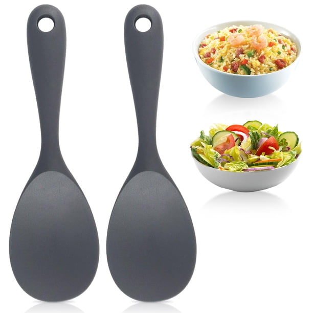 Bearachild 2 unids/set Premium silicona arrocera cuchara para servir sílice duradera y fácil de limpiar Mostrada
