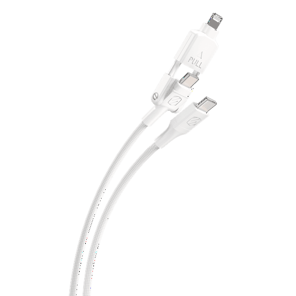 Scosche CCI4B4PWT-SP Strikeline 2-in-1 USB-C/Lightning Cable White, 2-in-1 C / LGHT 4FT CBL