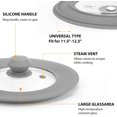 thumbnail image 6 of Set of 2 Vented Tempered Glass Universal Lid for Pot Pan Skillet with Heat Resistant Silicone Microwave Splatter Cover Microwave Safe Fit 6.5" 7" 7.5" and 11.5" 12" 12.5" Light Grey, 6 of 7