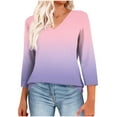 thumbnail image 3 of Bovxnpu 3/4 Length Sleeve Womens Tops, Dressy Casual Blouses Tunic Tops Basic Loose Shirts Summer Outfits Beach Vacation Plus Size Spring Clothes XXXL, 3 of 6