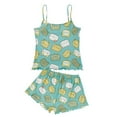 thumbnail image 4 of Wang6 Womens Cami Pajama Sets 2 Piece Pjs Set Soft Cropped Tank Top Elastic Waist Shorts V Neck Cow Printed Camisole Lounge Sleepwear Sets Light Green S, 4 of 4