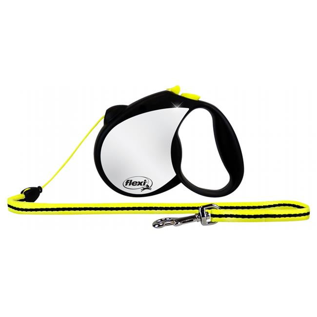 Flexi RFLCT M Medium Black and Neon Yellow Reflective Retractable Dog