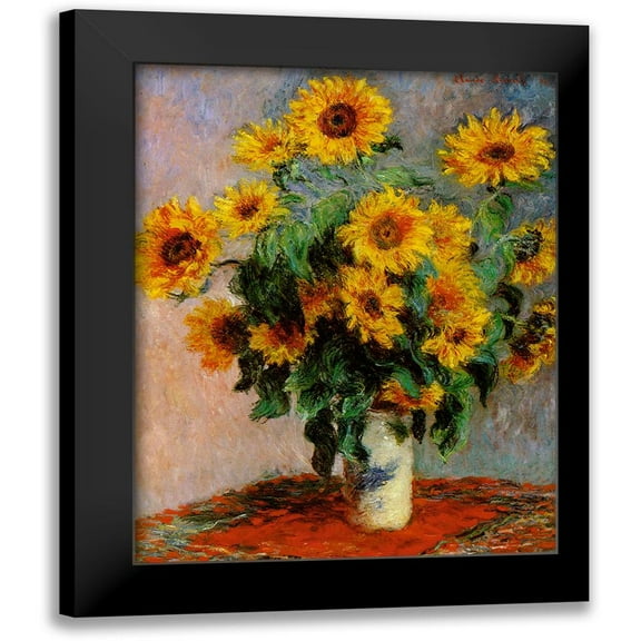 Vintage Apple Collection 12x14 Black Modern Framed Museum Art Print Titled - Monet-Bouquet of Sunflowers