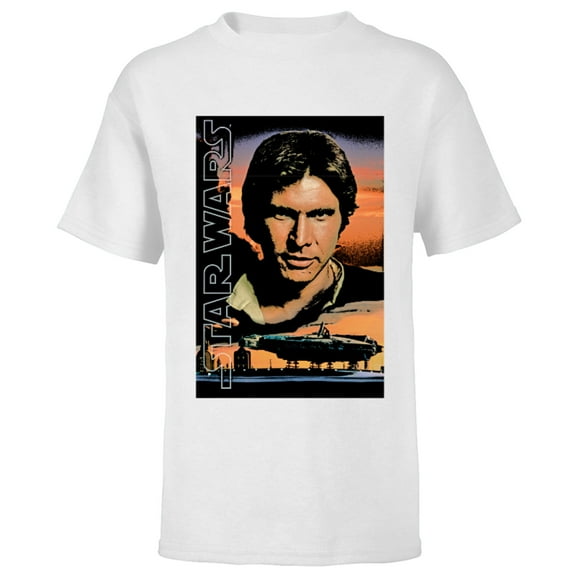 Star Wars Han Solo Millennium Falcon Poster - Short Sleeve T-Shirt for Kids - Customized-White