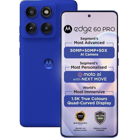 Motorola Moto Edge 60 Pro 5G Ai Tmobile Mint Tello & Global 512GB+12GB NFC 50MP Triple Cam Dual Sim 6.7" XT2507-1 Latino American Version Pantone Dazzling Blue