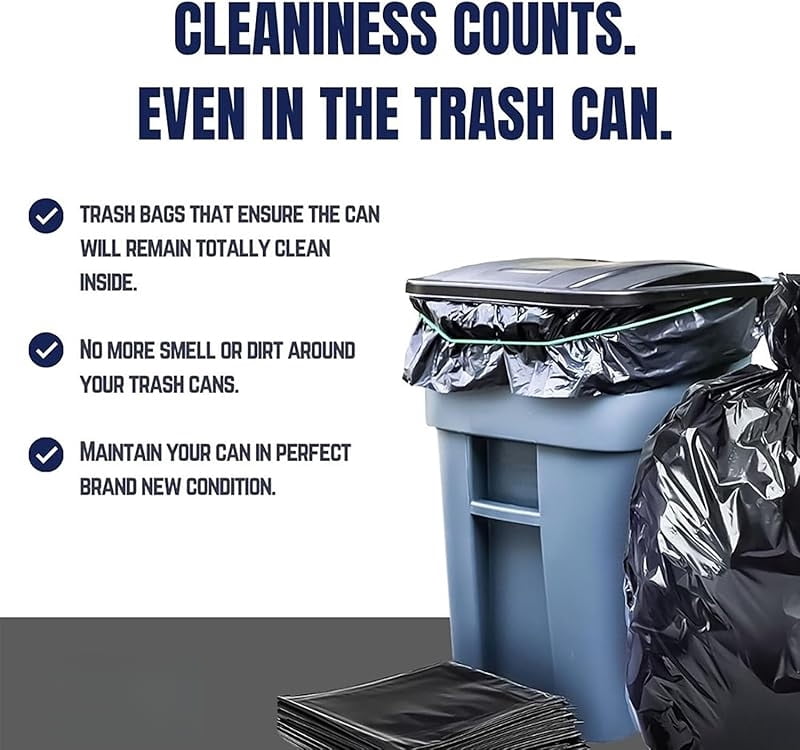 95-96 Gallon Garbage Can Liners Heavy Duty 1.5 Mil Black Trash Bags Tear-Resistant Outdoor Garbage Bags for Rollaway Bins Large 61" x 68" Industrial-Strength Waste Bags (25 Count)