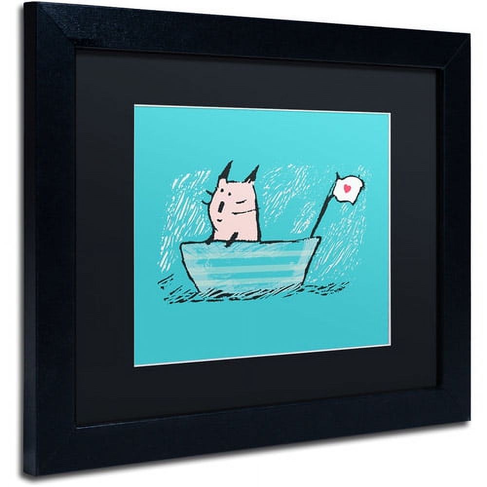 Carla Martell 'Sweet Sailor Cat' Black Matted Framed Art