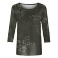 thumbnail image 4 of Petite Tops For Women 3/4 Sleeve，Women'S Casual 3/4 Sleeve T-Shirts Round Neck Cute Tunic Tops Basic Tees Blouses Loose Fit Pullover Shirt，Gray，M, 4 of 5