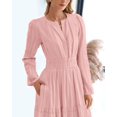 thumbnail image 5 of Fall Dresses for Women 2025 Casual Long Sleeve V Neck Elastic Waist Lightweight Maxi Wedding Guest Dress Pockets, 5 of 15