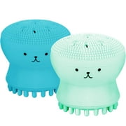 Silicone Octopus Facial Cleansing Brush Massager Face Scrubber Deep Pore for Skin Care Exfoliating Massage Handheld Face Brush Manual Facial Cleansing Brushes(Blue,Green)
