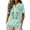 Mint Green, variant on Women's Embroidered Tops Floral Tunic V Neck Short Sleeve T Shirt Summer Casual Tops Peasant Tunic Loose Blouse QURATI