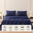 thumbnail image 5 of Beartech Polyester Bed Sheets Set 4 Piece King Size Sheet Set, Soft & Lightweight And Breathable Bedding Set, Fitted Sheet, Flat Sheet & 2 Pillowcases-Dark Blue, 5 of 10