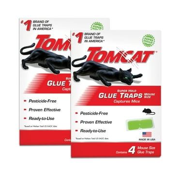 Tomcat Super Hold Glue Traps Mouse Size, 4 Traps, 2-Pack