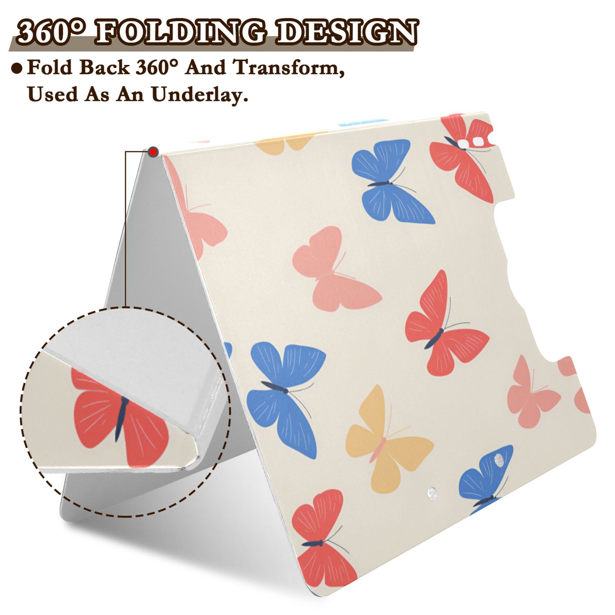FORMRS A4 Clipboard Folder with Pen Holder Horizontal Foldable School Office Binder, Red Butterflies