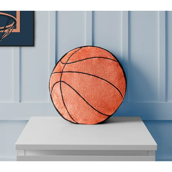 Your Zone Kids Basketball Decorative Pillow, 14” x 14”, Embroidered Plush Polyester, Unisex, Orange
