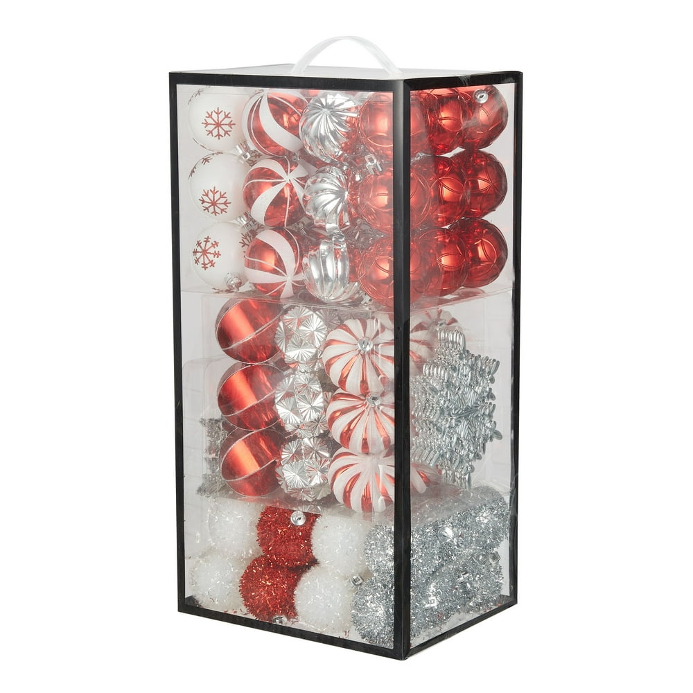 Holiday Time Shatterproof Christmas Tree Ornaments, 101 Count, White
