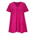 thumbnail image 4 of Whlbf Hot pink Dress for Women Clearance Maxi,Fashion Women Summer Casual V-Neck Short Sleeve Mini Dress, 4 of 6