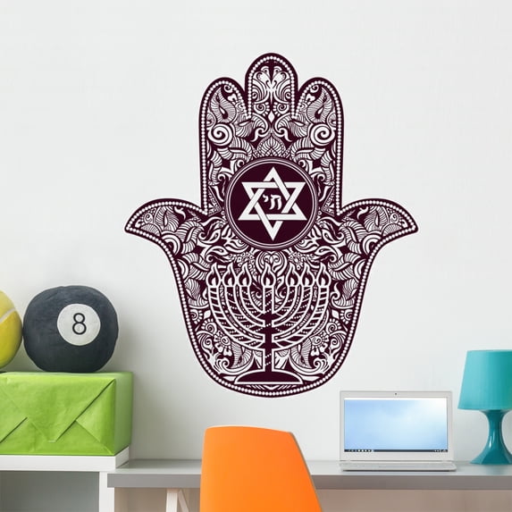 Purple Jewish Hamsa Hand Wall Decal Wallmonkeys Peel and Stick Graphics (36 in H x 36 in W) WM502588