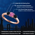 thumbnail image 2 of Gem Stone King 18K Rose Gold Plated Silver Pink Created Sapphire and Black Onyx Engagement Ring for Women | 0.99 Cttw | Round 5MM | Gemstone September Birthstone | Size 6, 2 of 6