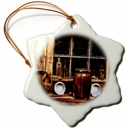 Daffodil Ornament - 3dRose Rust and Wood Old Western Scene at Daffodil Hill in California - Snowflake Ornament, 3-inch