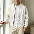 thumbnail image 4 of MXALUOB Men's Bomber Jacket Lightweight Full Zip Ribbed Baseball Collar Trendy Outerwear Solid Flight Windbreaker Casual Zip Jacket, 4 of 6
