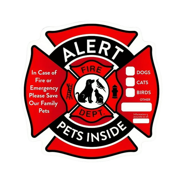KPet Inside Sticker Fade Inside Fire Sticker Alert In Of Emergencies Fire Decal For Cat/ Home Window Door Sign Boneless Stickers Yikes Sticker Cute Heart Stickers Baby Boy Stickers for Toddler Boys