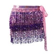 thumbnail image 5 of Tassel Belly Dance Short Hip Scarf Shiny for Beach Stage Performance Holiday Pink and Deep, 5 of 9