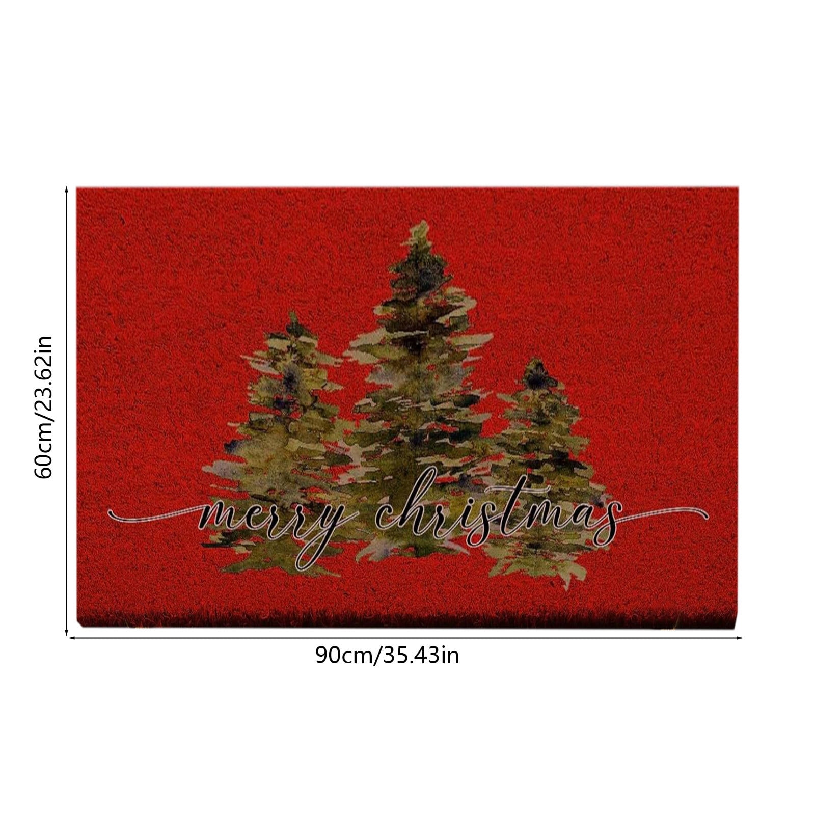 Christmas Welcome Natural Coir Door Mat, Forest Christmas Tree Front Door Outdoor Doormat Outside Entrance Porch Non Slip Rubber Rug Winter Xmas Farmhouse Decor 24*35in M-C