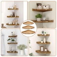 thumbnail image 5 of VEGCOO Rustic 3-Piece Solid Wood Wall Shelves Set - Triangular Corner Floating Shelves, Pine Wood Wall Fan Shaped Mounted Display Shelves, Easy Install for Bathroom, Kitchen, Living Room Decor, 5 of 7