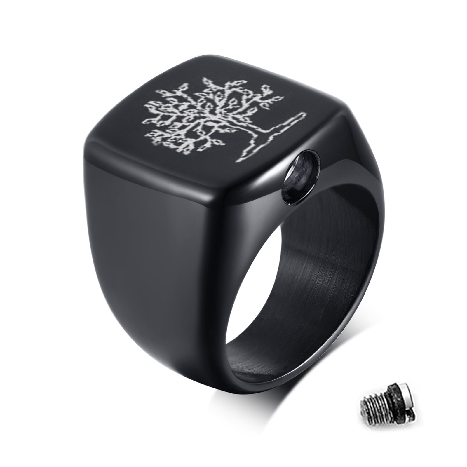 Vnox Cremation Jewelry for Ashes for Men, Keepsake Stainless Steel Tree of Life Rings for Ashes with Funnel Kit