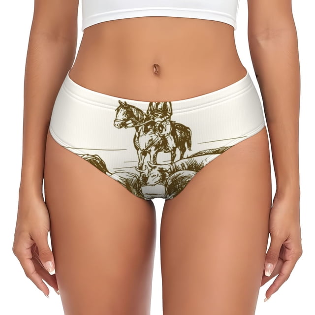 Balery Cattle Drive By Two Cowboys Ropa Interior de Algodón para Mujer con Dibujo – Braguitas Cómodas y Elásticas, Estilo Clásico-4X-Large