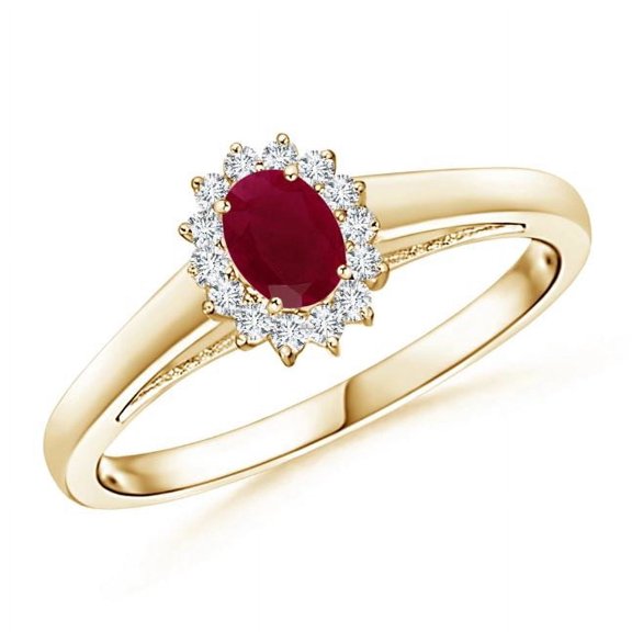 Oval Shape Red Ruby CZ Diamond Band Ring Women 925 Sterling Silver Yellow Gold Plated July Birthstone Wedding Anniversary Gift Gemstone Jewelry
