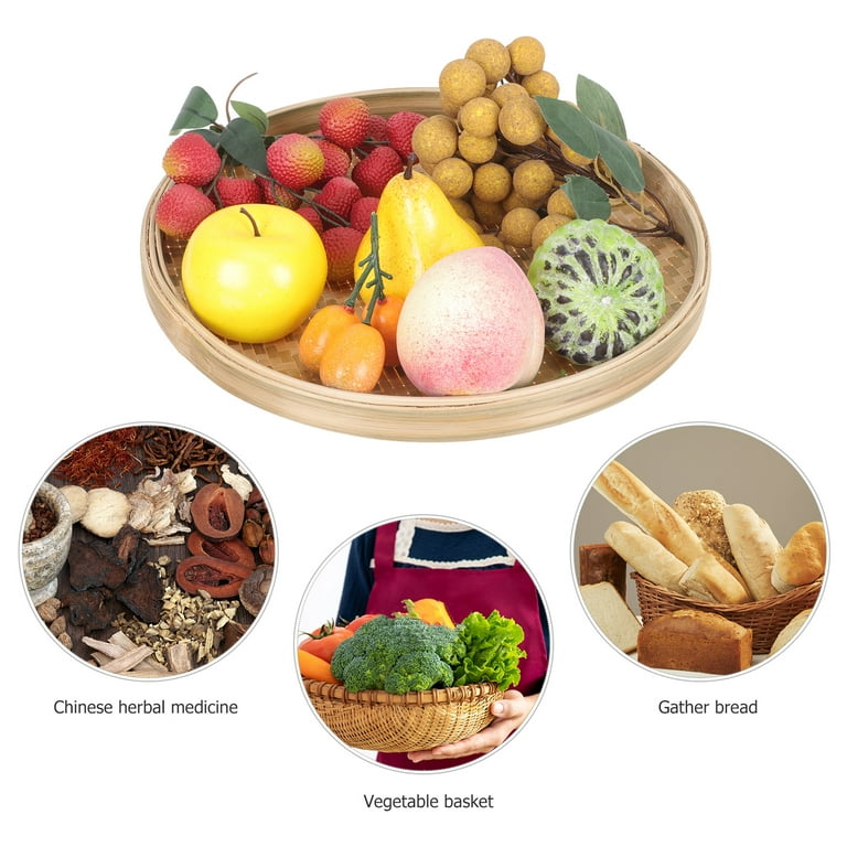 Bamboo Woven Drying Tray Drying Food Fruit Basket Multi functional Food Snacks Tray Walmart