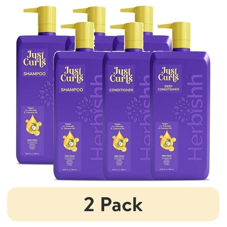 (2 pack) Herbishh Just Curls Shampoo & Conditioner with Deep Conditione, Paraben-free & Vegan for Women & Men , 16.91 fl.oz