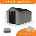 thumbnail image 2 of Domi 8x14 Ft Resin Outdoor Storage Shed with Floor, Weatherproof Plastic Garden Shed for Tools, Bikes, Lawn Mower, Patio & Backyard, 2 of 8