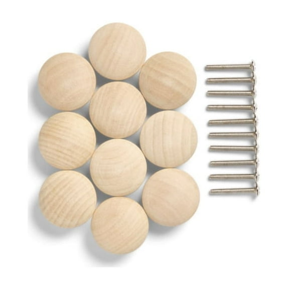 Mainstays Wood Knobs for Cabinet Replacements, DIY, Home, Hanging Backer, Unfinished – 10 Pack