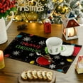 thumbnail image 2 of Smile Xmas Ball Merry Christmas Placemats Set of 4, 12x18 Inch Seasonal Winter Holiday Black Table Mats for Party Kitchen Dining Decoration, 2 of 6