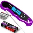 thumbnail image 1 of Digital Instant Read Meat Thermometer - Waterproof Kitchen Food Cooking Thermometer with Backlight LCD - Best Super Fast Electric Meat Thermometer Probe for BBQ Grilling Smoker Baking Turkey (Plum), 1 of 8