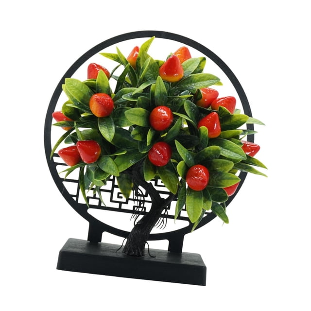Decoración de bonsái de fruta artificial, decoración de planta de fruta falsa realista simulada para fresa