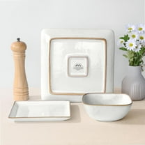 12-Piece Square Stoneware Dinnerware Set for 4 - Ivory White